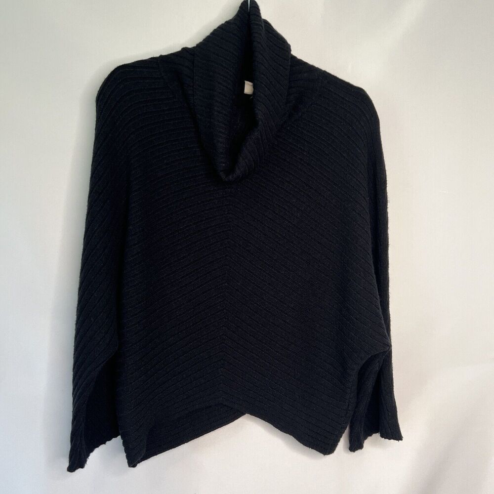 Moth by Anthropologie Pullover Sweater Women Size MP Petite Black Solid Cowl